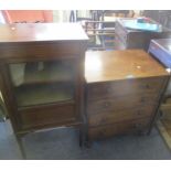 Mixed furniture to include an Edwardian display cabinet, together with a cabinet