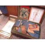 A canvas bound case containing mixed books and pictures, together with a vintage ballet scrapbook