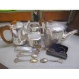 A mixed lot to include a Picquot ware four piece tea and coffee service, a 9ct gold opal set ring,