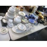 A mixed lot of household items and ceramics to include Crown Staffordshire and Wedgwood picture