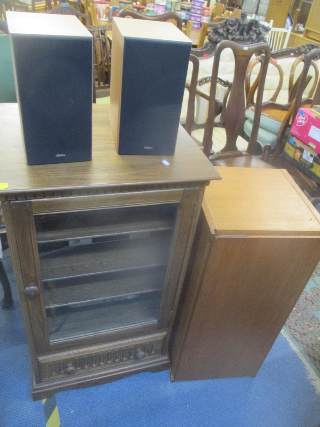 An Ercol Golden Dawn hi-fi cabinet containing a Denon stereo system with a Sony turntable,