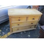 A Victorian pine chest of two short and two long drawers 84cm h x 110 cm w A/F