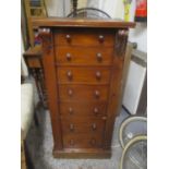 A late 19th century mahogany Wellington chest having seven graduated drawers, 102h x 48w