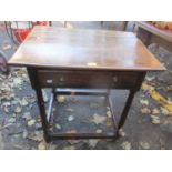 An early 18th century oak side table having single inset drawer, 68 h x 70cm w