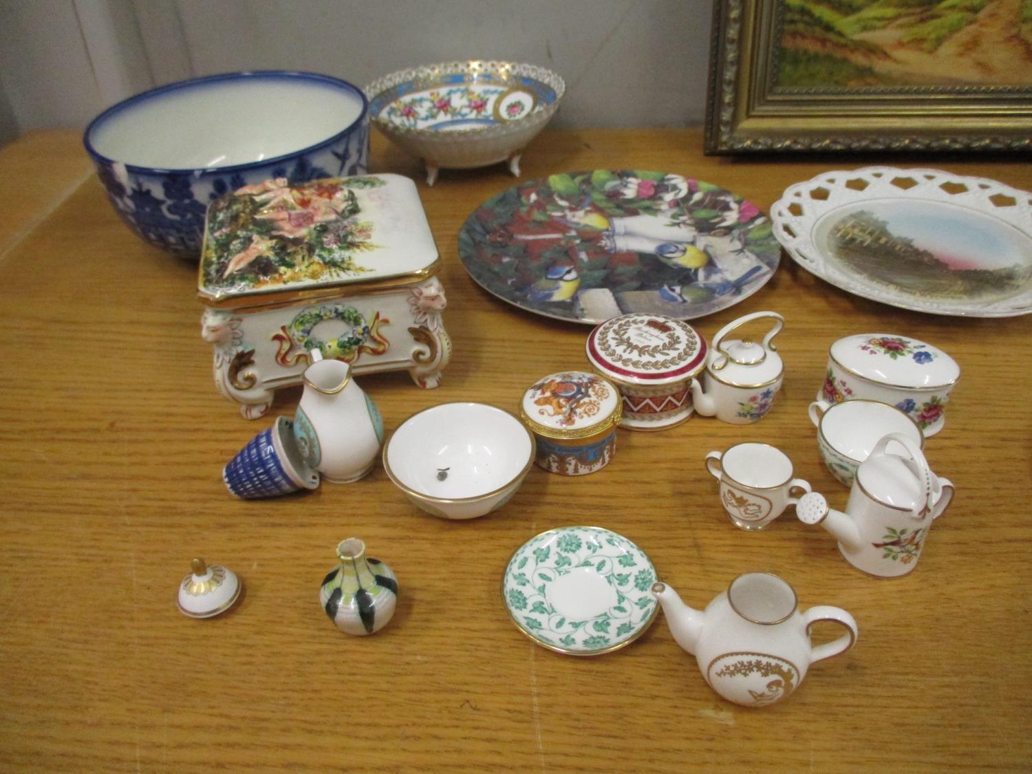 A mixed lot to include 19th century and later ceramics, modern miniature china, Spode cup and - Image 2 of 2