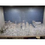 Glassware to include pedestal glasses, wine glasses and epergne sundae dishes.