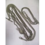 Two silver watch chains and a silver muff chain