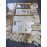 Framed Elizabethan and Victorian British postal stamps and franked envelopes to together with a