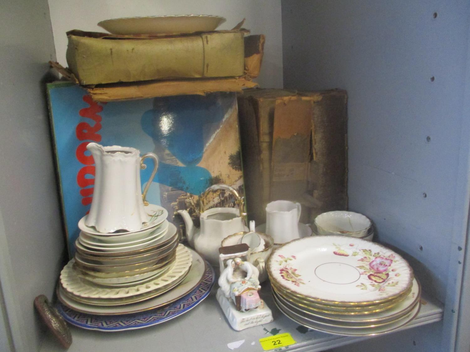 A mixed lot to include mixed records, Noritake tea set, Tremar pottery and other items