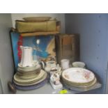 A mixed lot to include mixed records, Noritake tea set, Tremar pottery and other items
