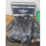 A boxed RGA gents leather jacket, size L