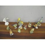 Eleven Royal Worcester model birds to include Blue Tits, Yellow Hammers and others, along with a