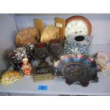 Mixed 20th century household items to include treen bookends in the form of elephants, Carnival