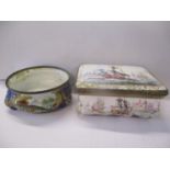 A 19th century enamelled pill box and a similar salt