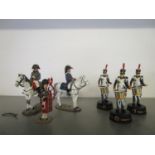 A group of Del Prado painted metal figures of Napoleon, Wellington and Imperial Guard drummers