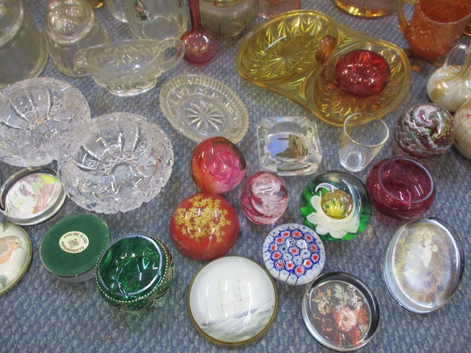 A quantity of 1920's glassware and later to include pressed and coloured table glass, vases, - Image 2 of 5