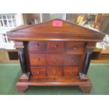 A late 20th century mahogany miniature nine drawer chest, 41h x 42cm w