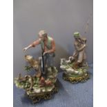 Two figural Capodimonte models, one of a huntsman and the other of a fisherman