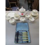A Royal Albert Winsome pattern part tea set comprising approximately 23 pieces, and a cased set of