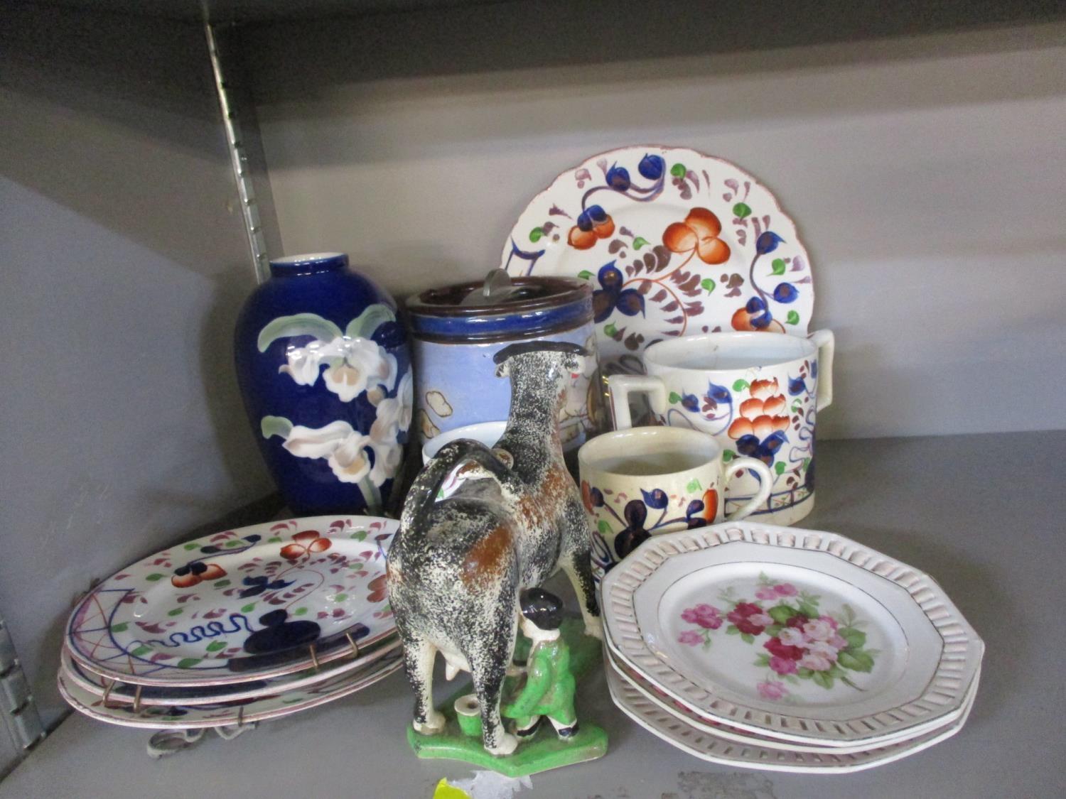 A Lambeth Doulton tobacco jar, a Royal Copenhagen vase, a creamer in the form of a cow and other - Image 2 of 2