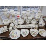 A quantity of Aynsley bone china dressing table items to include pin trays