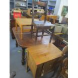 A mixed lot of furniture to include a pine pot cupboard, oak extending dining table, a 19th