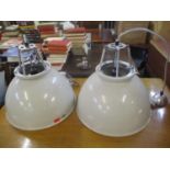 A pair of original BTC Industrial ceiling hanging lights 39cm h x 45cm w