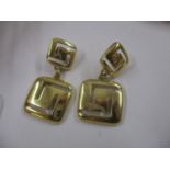 A pair of 18ct gold double square, pierced earrings, 8.7g