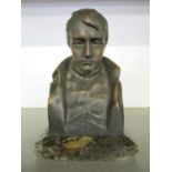 A Hans Muller French bronze bust of Napoleon mounted on a variegated marble base, signed verso H