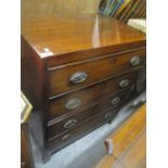 A George III straight fronted chest of four long, graduated drawers on bracket feet 86cm h x 69.