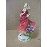 A Royal Staffordshire figure of a lady in a red dress