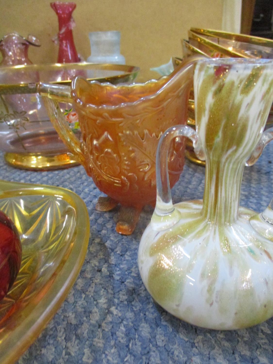 A quantity of 1920's glassware and later to include pressed and coloured table glass, vases, - Image 5 of 5