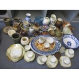 A mixed lot to include a Tremar pot and cover, Denby, Aynsley and other items