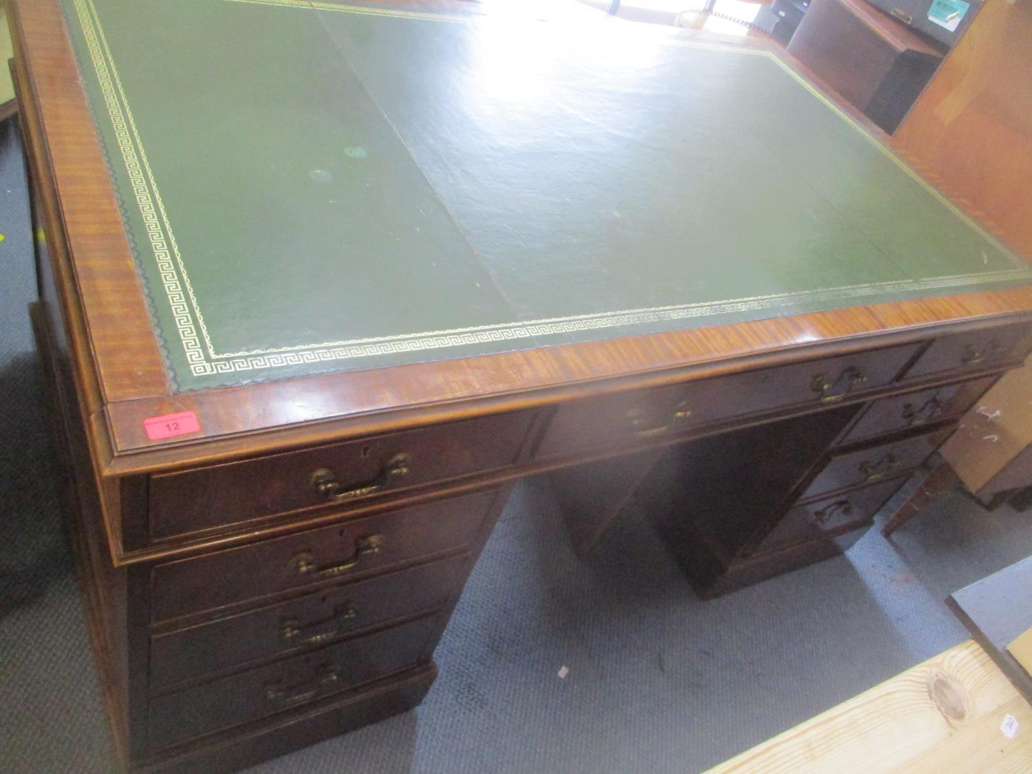 A late 19th century mahogany partners desk, 76cm high x 151cm wide