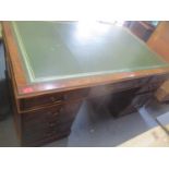 A late 19th century mahogany partners desk, 76cm high x 151cm wide