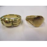 Two 9ct gold rings, one a signet ring, 8.5g