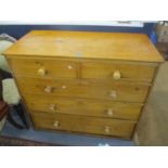 A Victorian and later pine chest of two short and three long drawers 94cm h x 109cm w