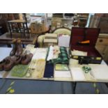 A mixed lot to include two pairs of vintage leather golf shoes, an Asprey combination briefcase, a