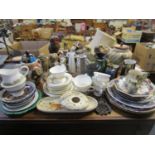 Mixed lot of ceramics, owl ornaments and other items to include Lladro figurines, Wedgwood Argyll