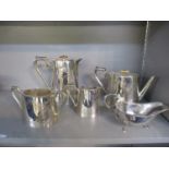 A Georgian style silver plated tea and coffee set, comprising teapot, coffee pot, milk jug and