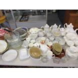 a Burslem blue and white part coffee and tea set, a Victorian white ground with gilt floral