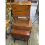 A late 19th/early 20th century mahogany Sutherland table together with a walnut side table and a two