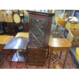 Mixed furniture to include an early 20th century single drawer inset side table, a mahogany corner