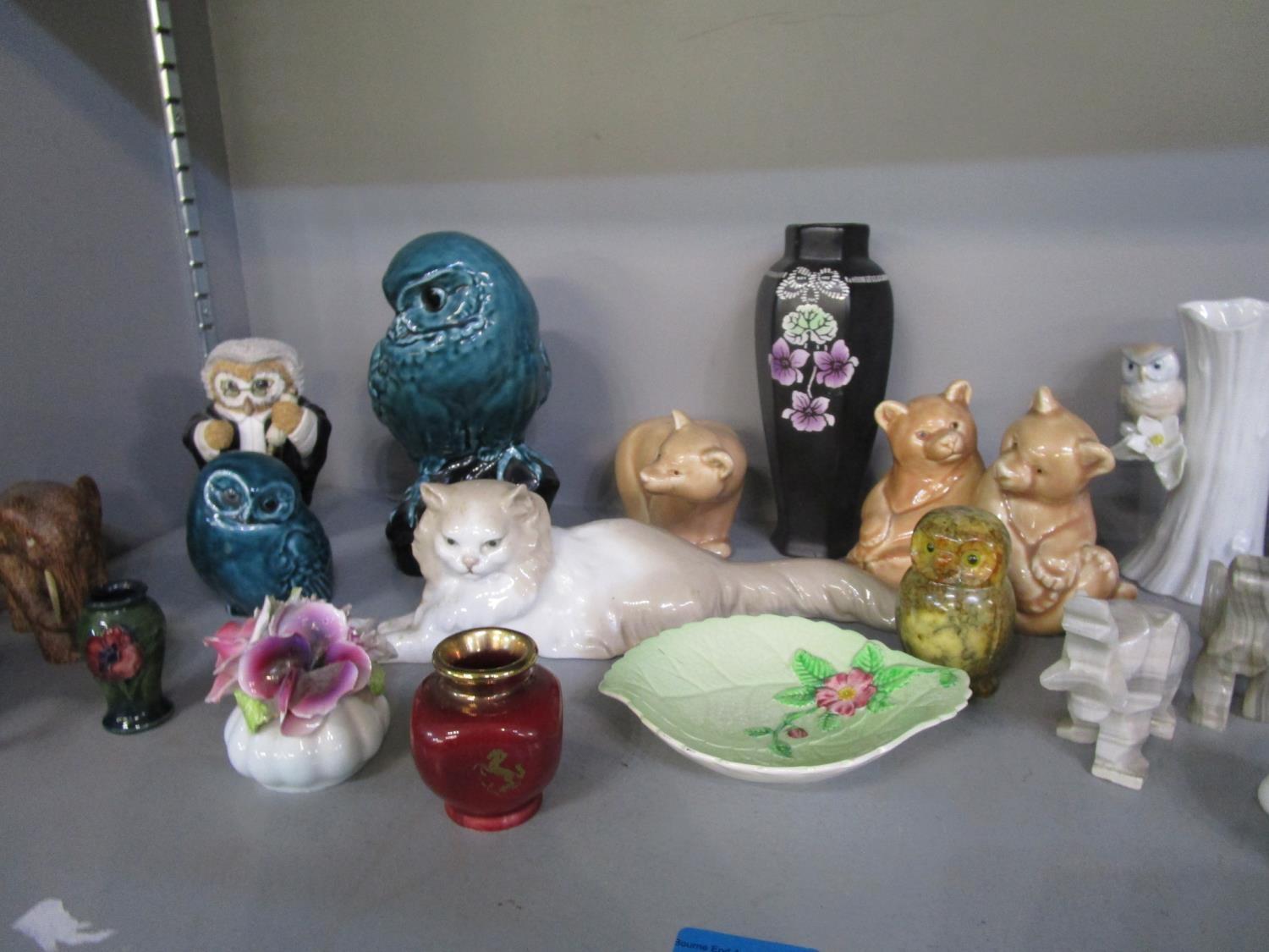 A mixed lot of mainly animal ornaments to include a miniature Moorcroft baluster vase, Hertwig - Image 4 of 4