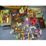 Toys and games to include a pond yacht, Japanese clockwork toys, slide viewer and Morph figures