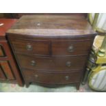 An early 19th century mahogany bow fronted low chest of two short and two long drawers, 81cm h x