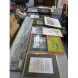 A mixed lot of framed and glazed pictures, prints, watercolours etc to include an H Alken print of a