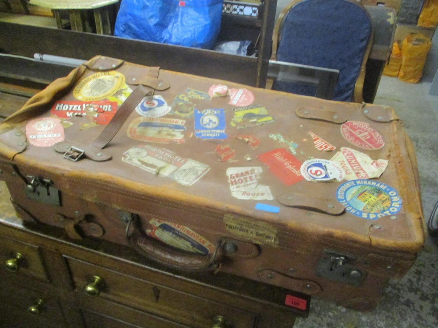 An Oriental low coffee table together with a tapestry topped stood on cabriole legs and a leather - Image 2 of 2