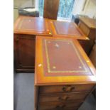 Three reproduction yew two drawer filing cabinets