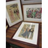 Japanese Meiji reproduction woodblock prints to include Yoshitaki, Kiyonaga and others
